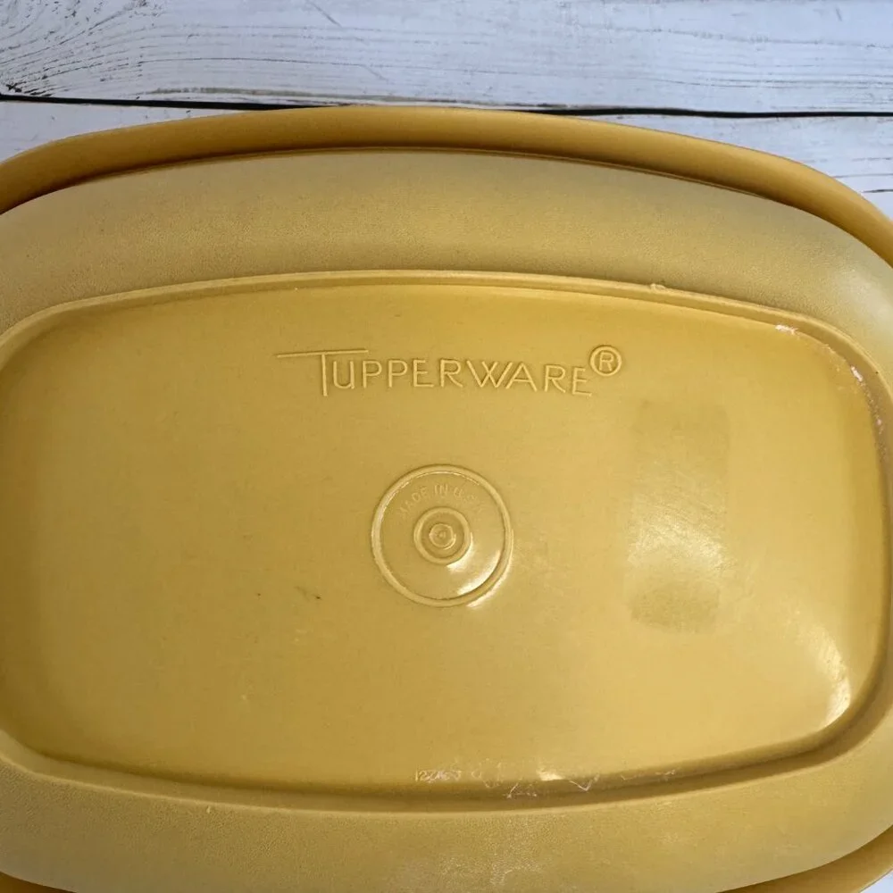 Vintage Tupperware 3 Piece Oval Steamer Vegetable Rice Harvest Gold Microwavable